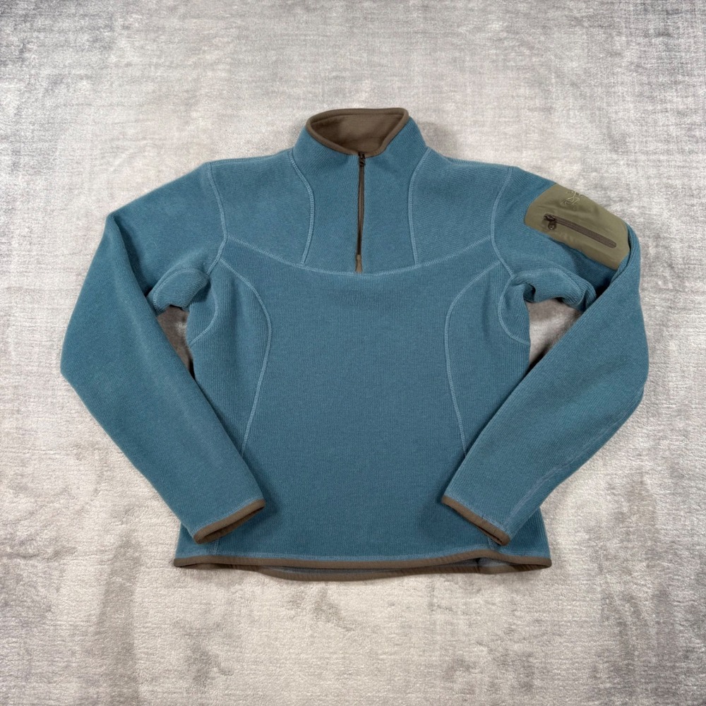 Arcteryx Rho AR Sweatshirt Youth Large Blue Quarter Zip Fleece Outdoors Midlayer